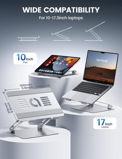 Adjustable Aluminum Laptop Stand Foldable Portable Ergonomic Notebook Riser Desk Holder