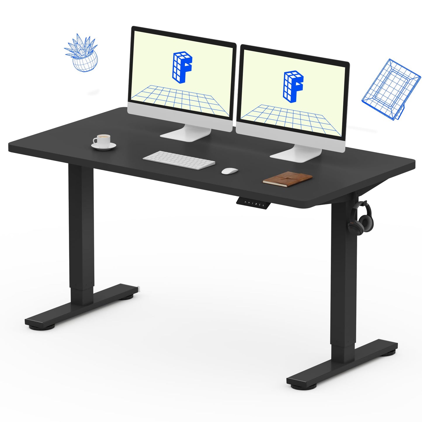 Electric Standing Desk Adjustable Height One Piece Desktop 4 Memory Presets Stable Home Office Desk