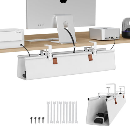 Under Desk Cable Management Tray Fabric Cord Organizer Clamp or Screw Mount No Drill Wire Management Home Office