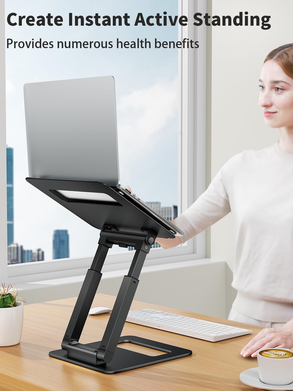 Adjustable Laptop Stand Telescopic Rotating Ergonomic Height Riser Foldable Desk Holder