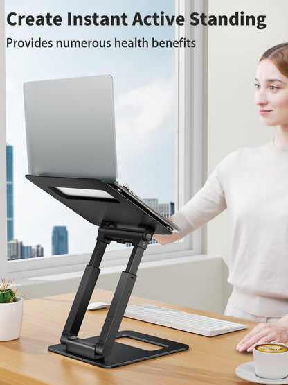 Adjustable Laptop Stand Telescopic Rotating Ergonomic Height Riser Foldable Desk Holder