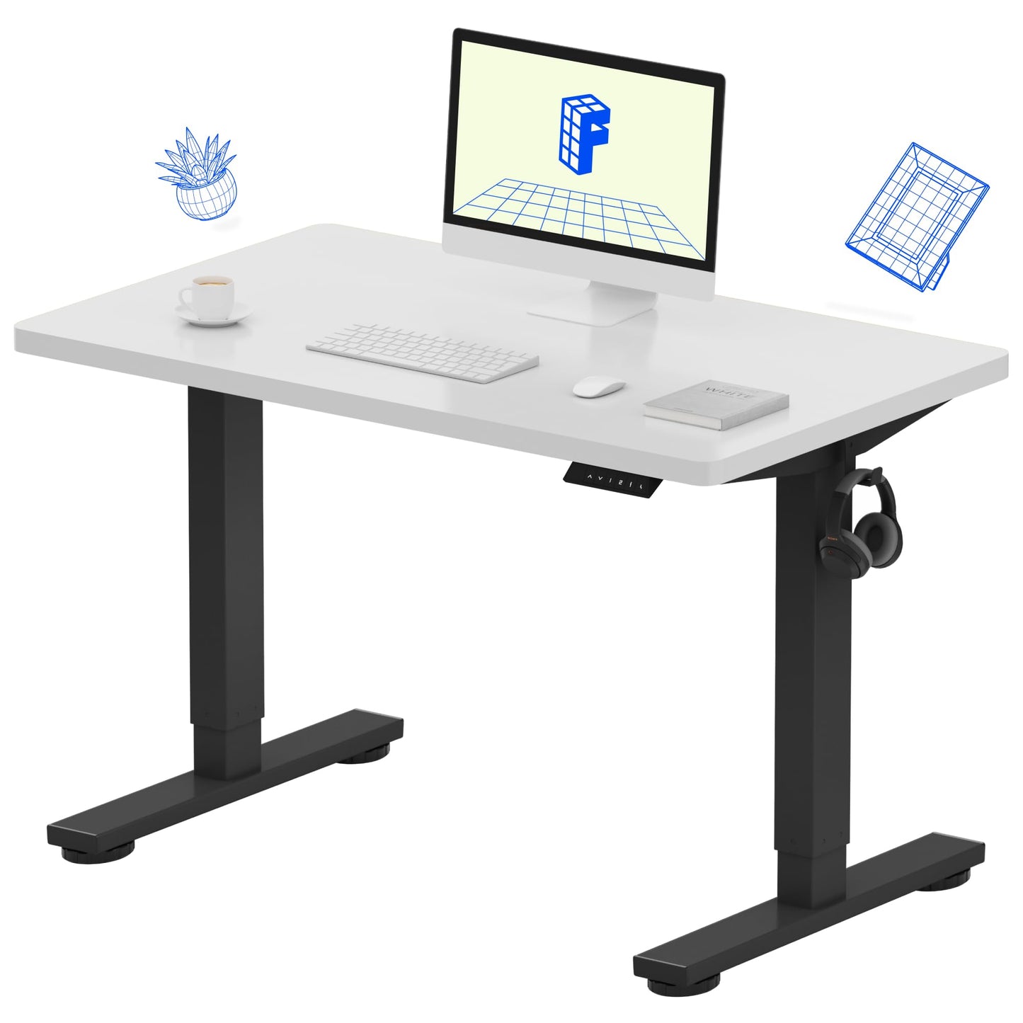 Electric Standing Desk Adjustable Height One Piece Desktop 4 Memory Presets Stable Home Office Desk