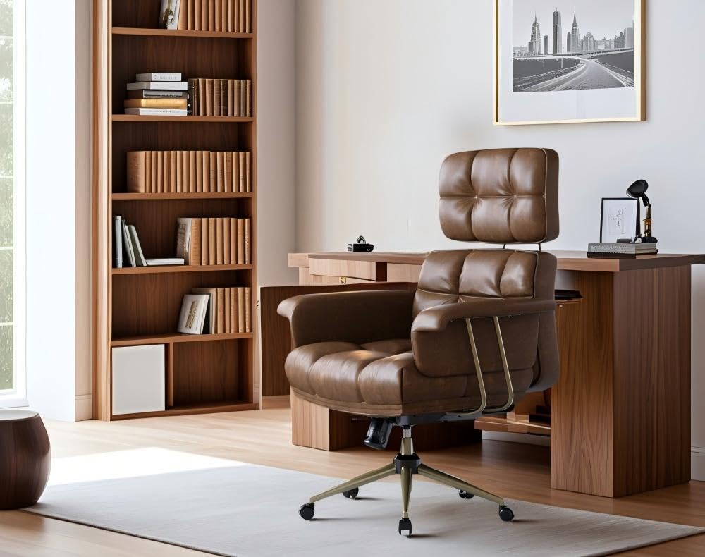 High Back Ergonomic PU Leather Executive Office Chair Reclining Swivel Lumbar Support