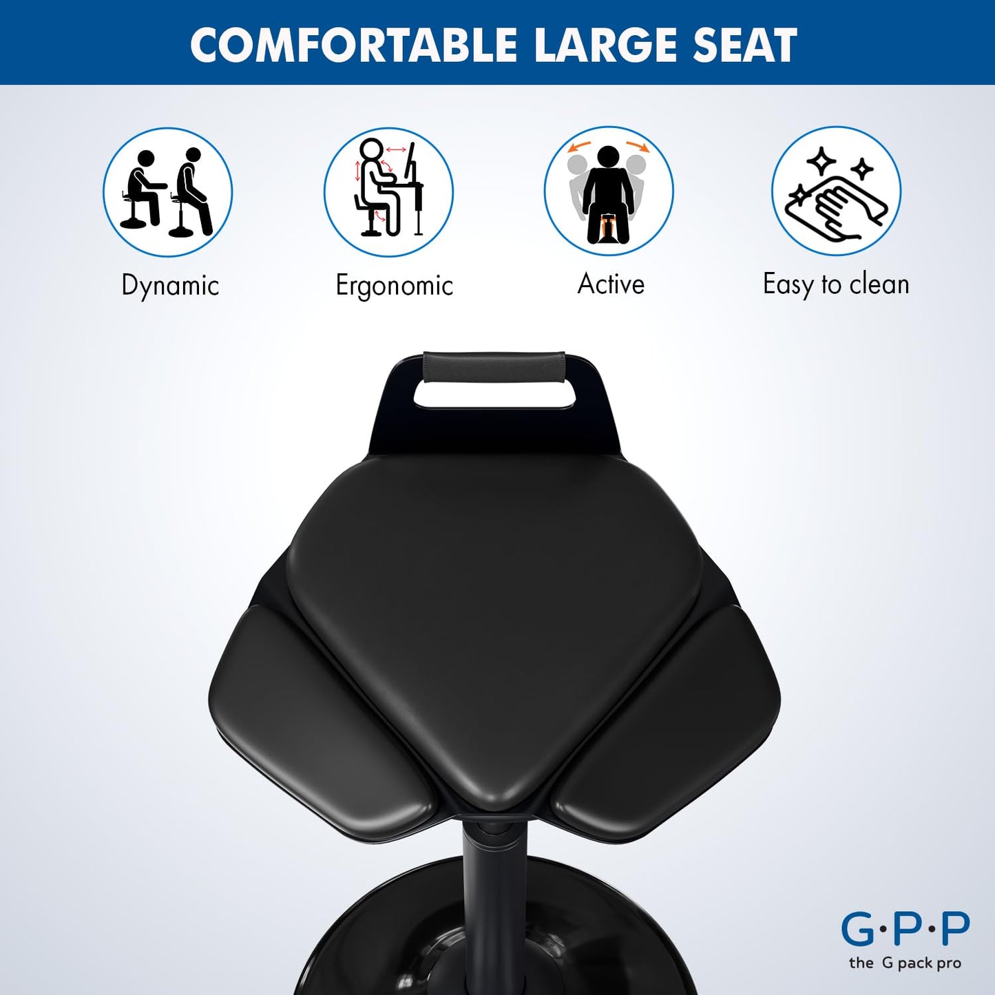 Ergonomic Standing Desk Stool Adjustable Height 360° Swivel Leaning Chair