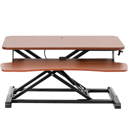 Height Adjustable Desk Converter Sit Stand Workstation Dual Monitor Laptop Riser Wide Keyboard Tray
