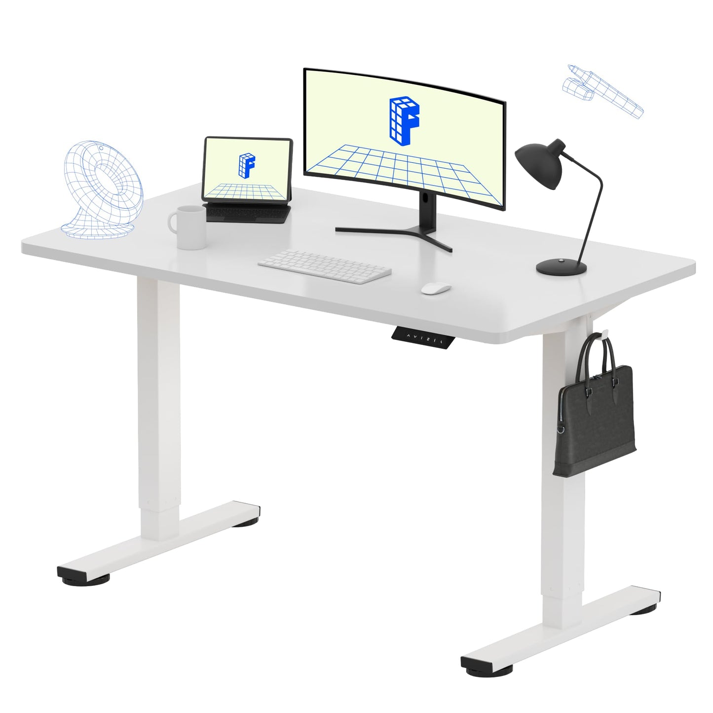 Electric Standing Desk Adjustable Height One Piece Desktop 4 Memory Presets Stable Home Office Desk