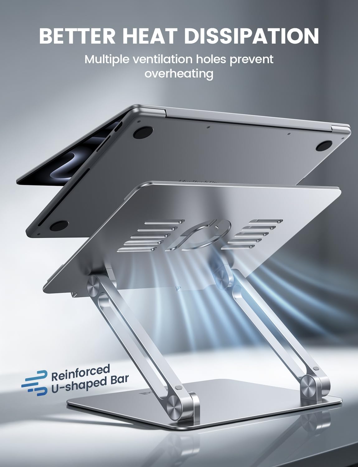Adjustable Aluminum Laptop Stand Foldable Portable Ergonomic Notebook Riser Desk Holder