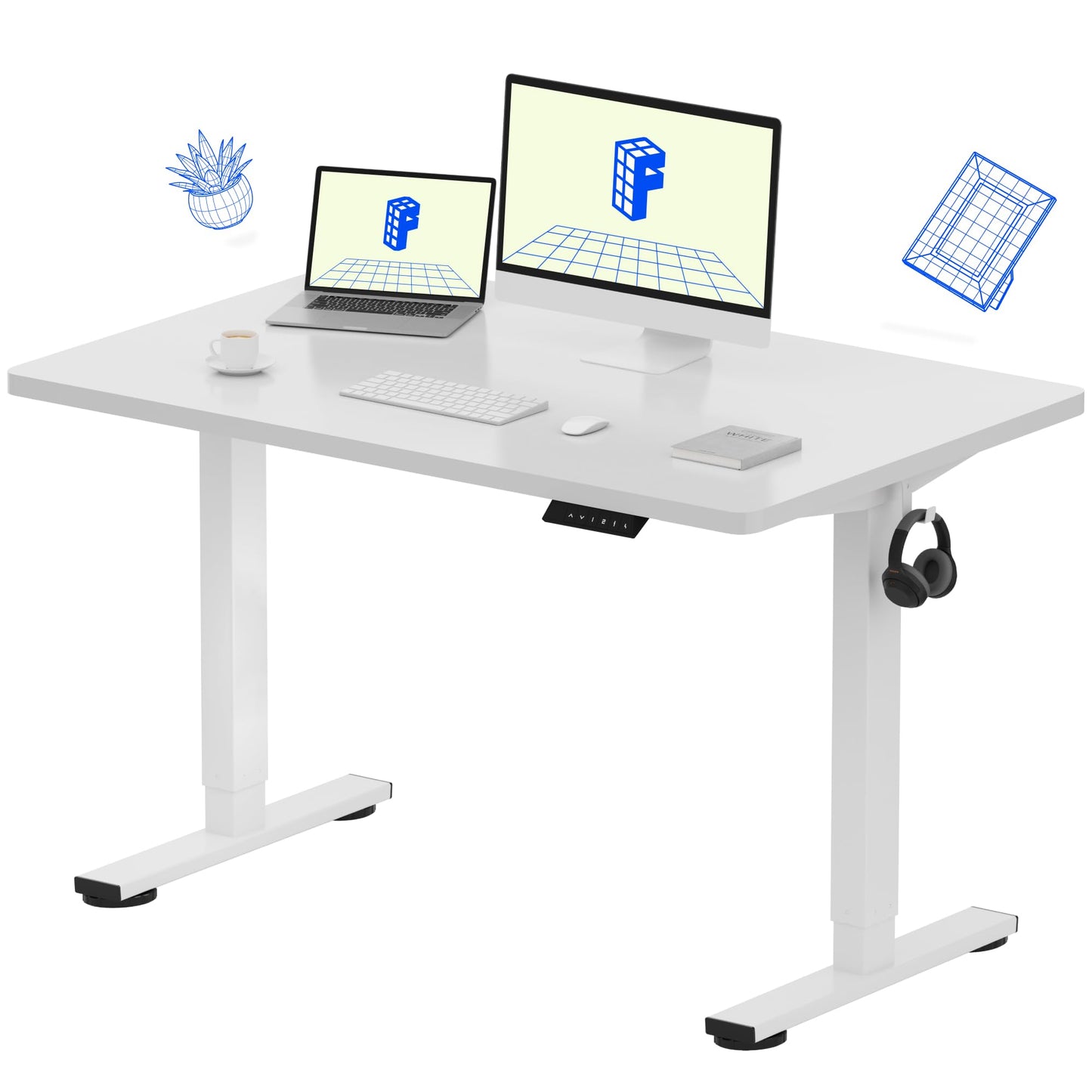 Electric Standing Desk Adjustable Height One Piece Desktop 4 Memory Presets Stable Home Office Desk