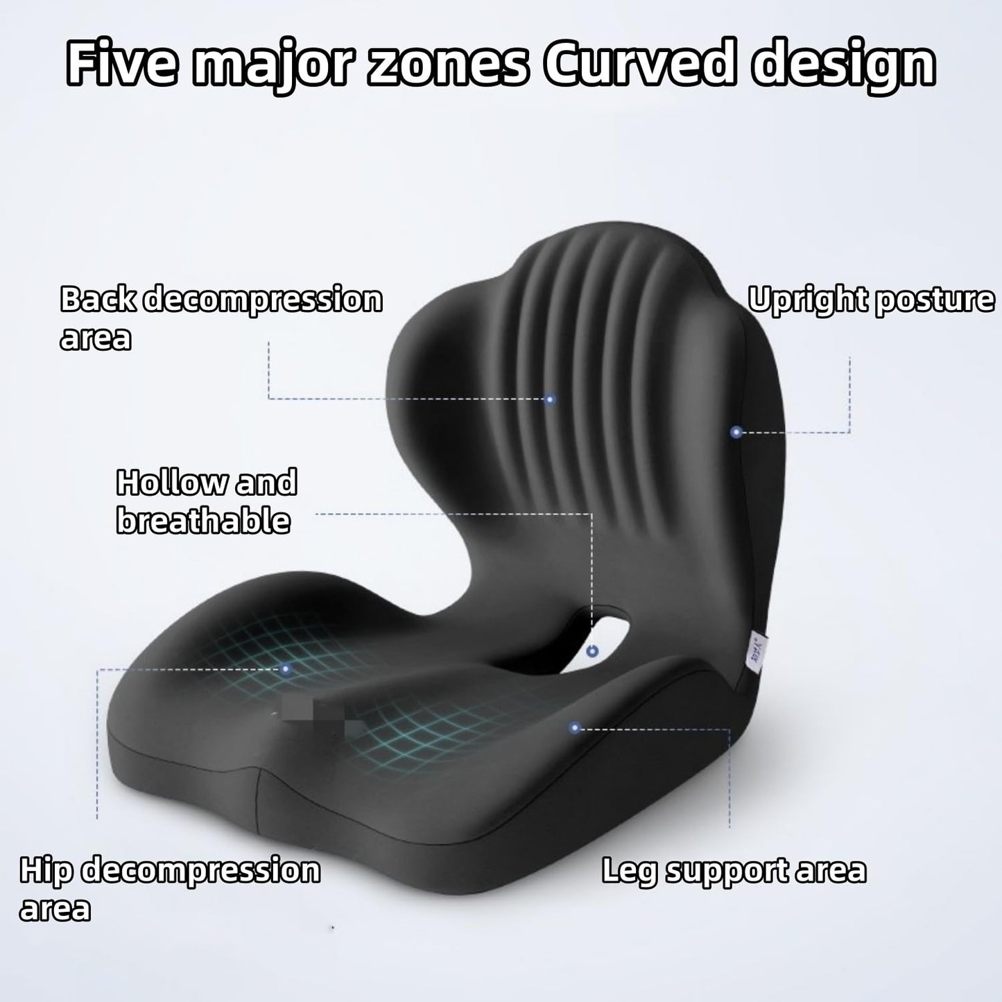 2-in-1 Memory Foam Seat and Lumbar Support Cushion L-Shaped Ergonomic Non-Slip Breathable Office Car Home Support