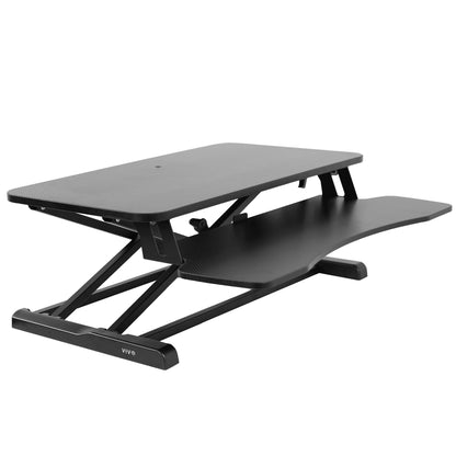 Height Adjustable Desk Converter Sit Stand Workstation Dual Monitor Laptop Riser Wide Keyboard Tray