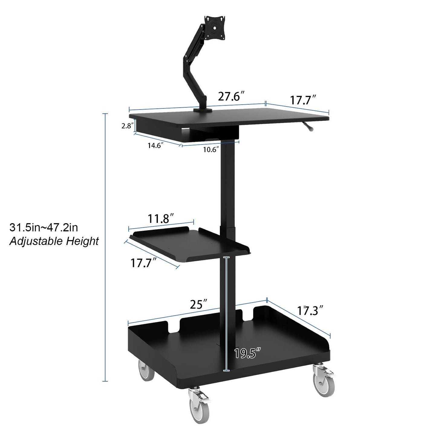 Natwind Electric Mobile Height Adjustable Workstation,Style A