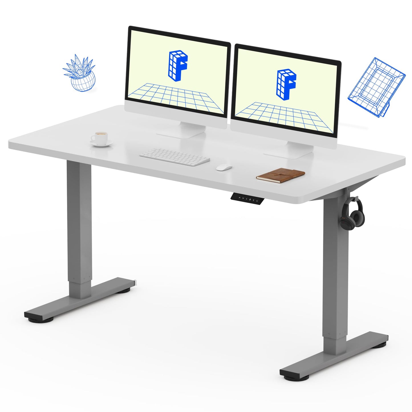 Electric Standing Desk Adjustable Height One Piece Desktop 4 Memory Presets Stable Home Office Desk