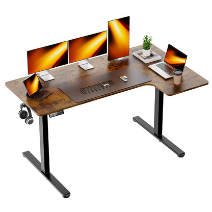 Electric Height Adjustable L-Shaped Standing Desk Memory Preset Sit Stand Home Office Desk Two-Piece Wood Desktop