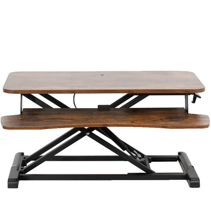Height Adjustable Desk Converter Sit Stand Workstation Dual Monitor Laptop Riser Wide Keyboard Tray