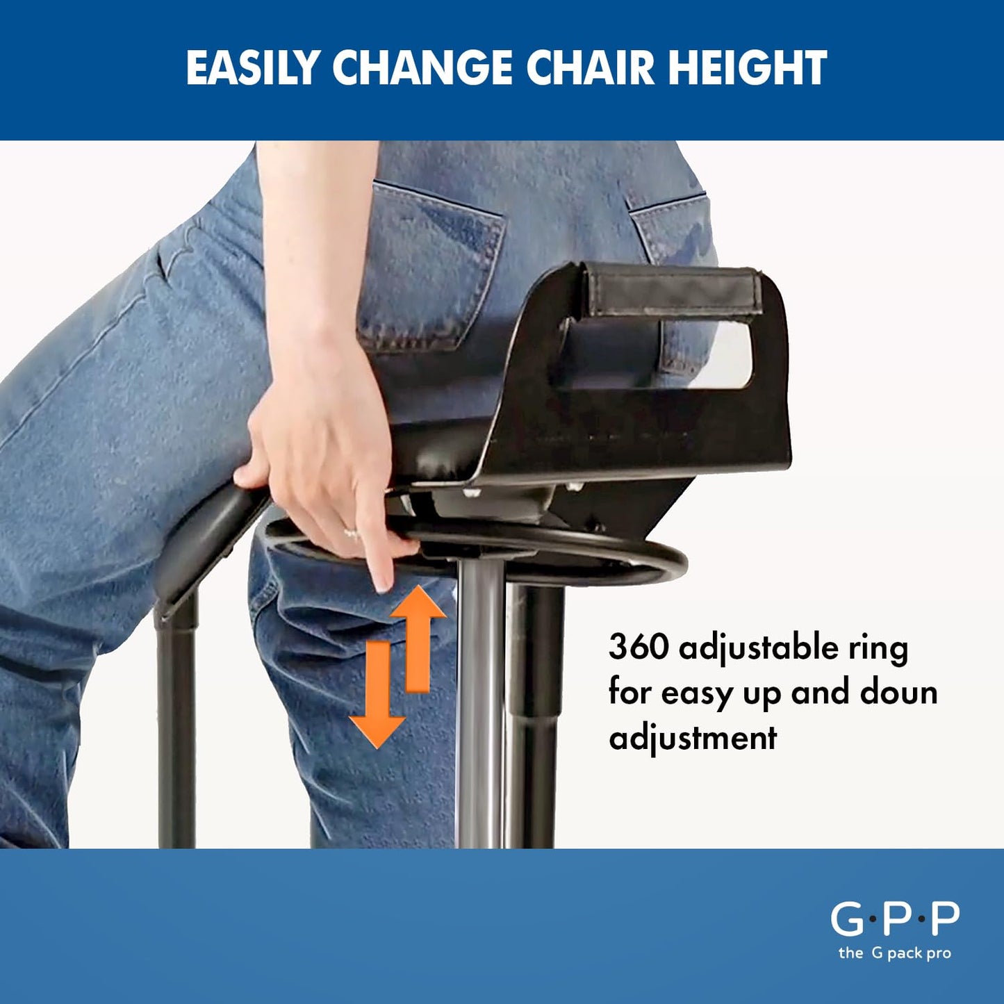 Ergonomic Standing Desk Stool Adjustable Height 360° Swivel Leaning Chair