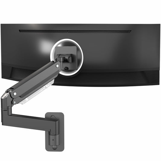 Premium Aluminum Heavy Duty Monitor Arm Ultrawide Screen Wall Mount Pneumatic Height Adjustable Single Arm VESA 100x100 Support