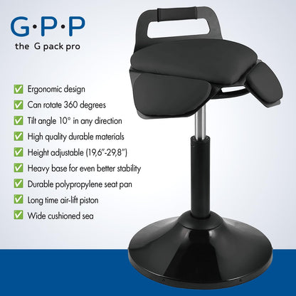Ergonomic Standing Desk Stool Adjustable Height 360° Swivel Leaning Chair