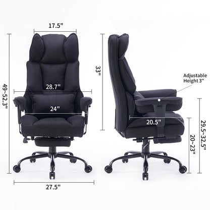 Big and Tall High Back Executive Office Chair with Footrest 400lb Capacity Fabric Ergonomic Computer Chair