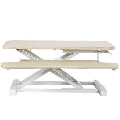 Height Adjustable Desk Converter Sit Stand Workstation Dual Monitor Laptop Riser Wide Keyboard Tray
