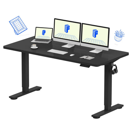 Electric Standing Desk Adjustable Height One Piece Desktop 4 Memory Presets Stable Home Office Desk