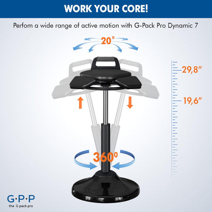Ergonomic Standing Desk Stool Adjustable Height 360° Swivel Leaning Chair