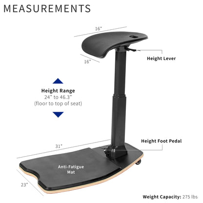 Ergonomic Leaning Perch Standing Desk Stool Anti-Fatigue Posture Seat Adjustable Height