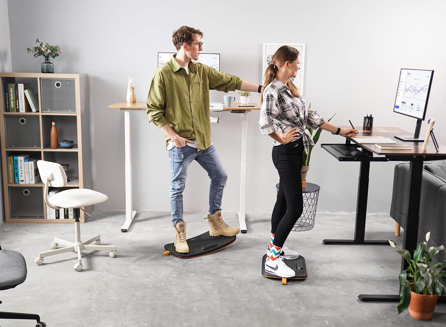 Standing Desk Anti Fatigue Mat with Wobble Balance Board Wooden Ergonomic Comfort Floor Support Mat
