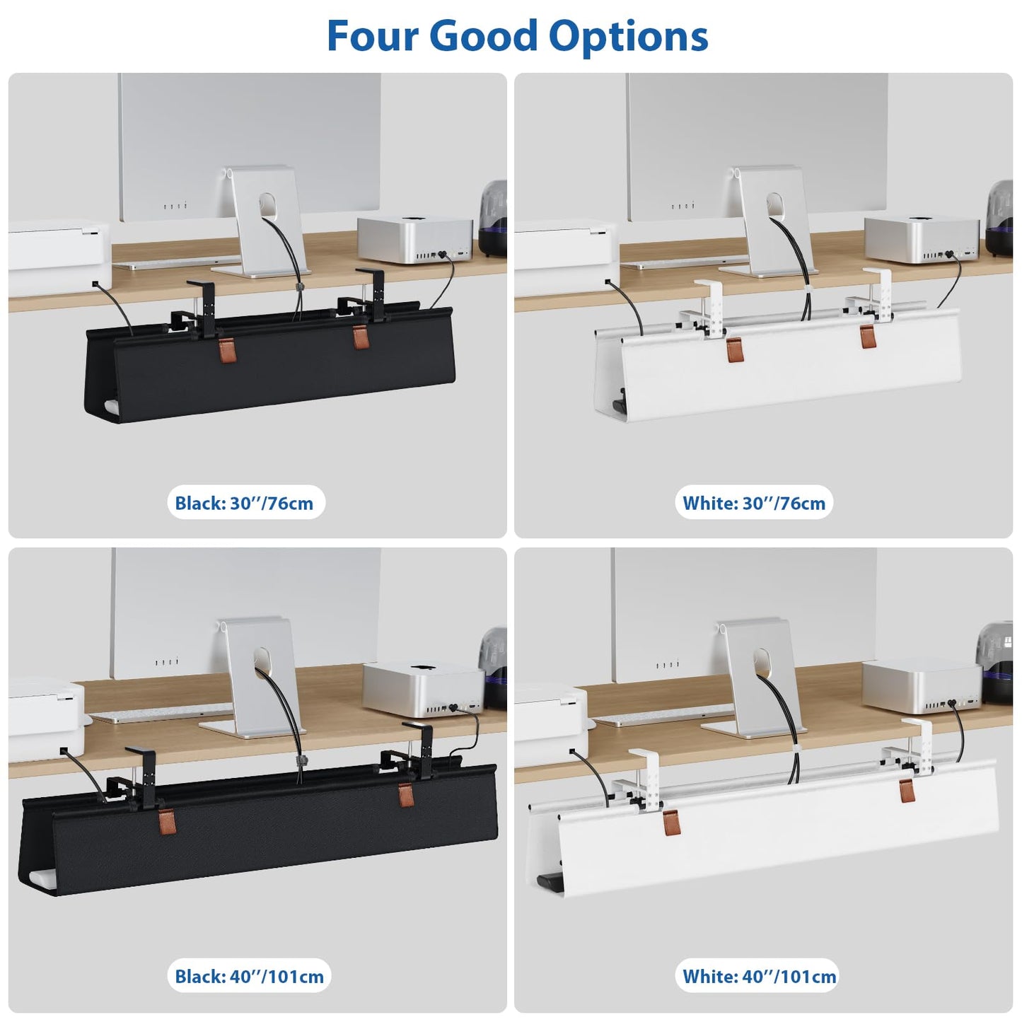 Under Desk Cable Management Tray Fabric Cord Organizer Clamp or Screw Mount No Drill Wire Management Home Office