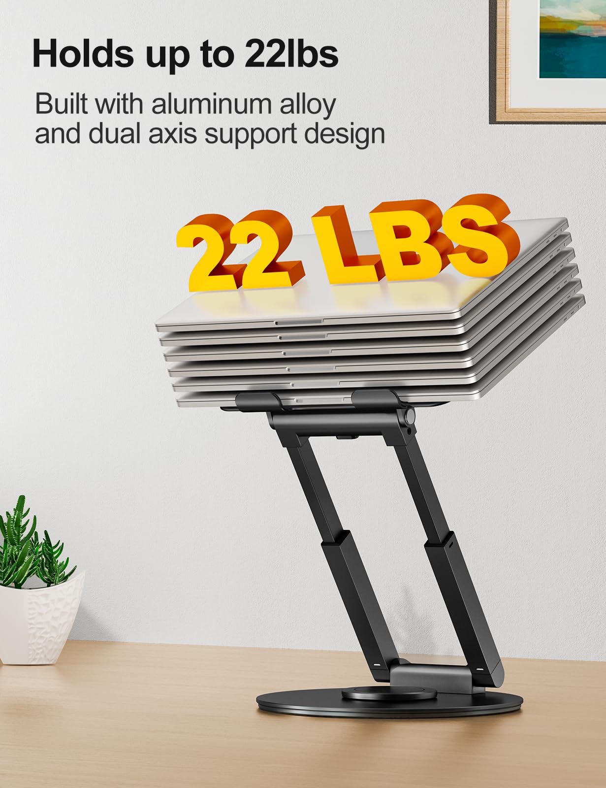 Telescopic Laptop Stand 360° Swivel Base Adjustable Height Ergonomic Sit Stand Riser Portable Desk Holder