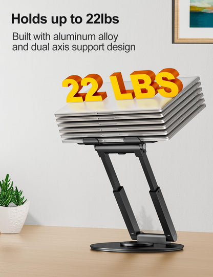 Telescopic Laptop Stand 360° Swivel Base Adjustable Height Ergonomic Sit Stand Riser Portable Desk Holder