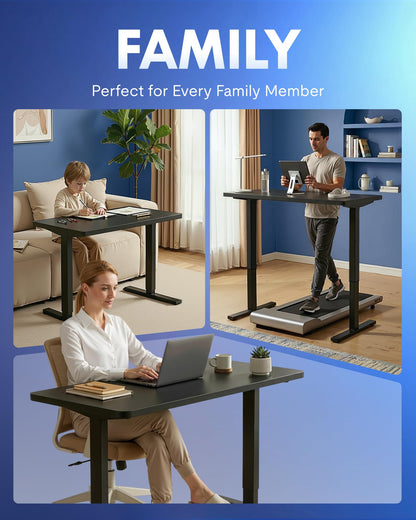 Electric Standing Desk Adjustable Height One Piece Desktop 4 Memory Presets Stable Home Office Desk