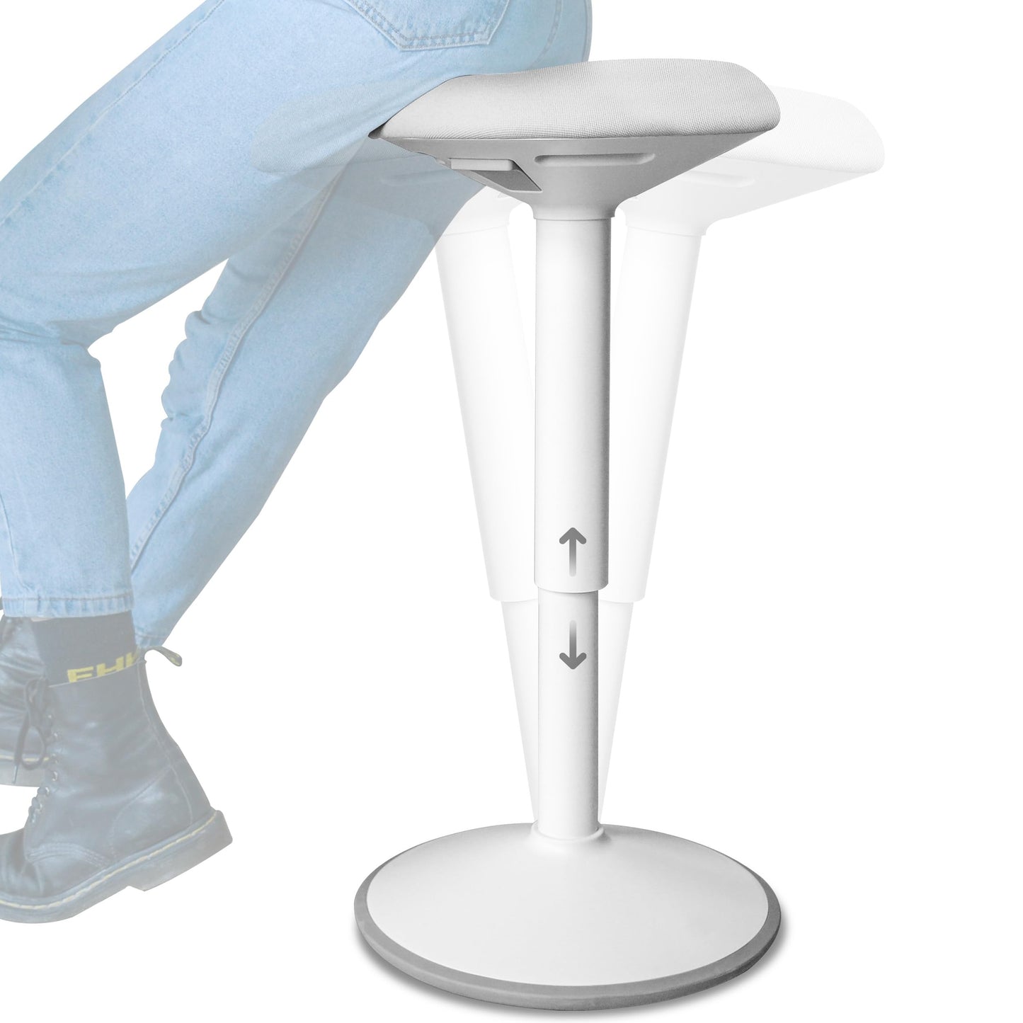 Ergonomic Standing Desk Stool Adjustable Height Swivel Wobble Chair Anti-Slip Rocking Motion Office Classroom Stool