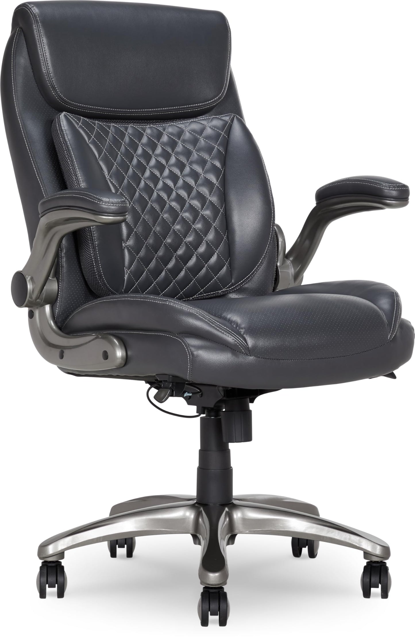 Ergonomic High Back Leather Executive Office Chair Rhombus Stitched Design
