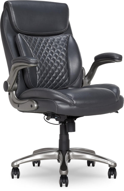 Ergonomic High Back Leather Executive Office Chair Rhombus Stitched Design