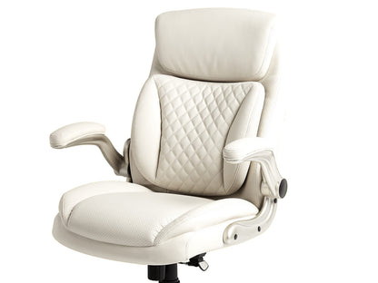 Ergonomic High Back Leather Executive Office Chair Rhombus Stitched Design
