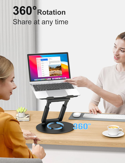 Telescopic Laptop Stand 360° Swivel Base Adjustable Height Ergonomic Sit Stand Riser Portable Desk Holder