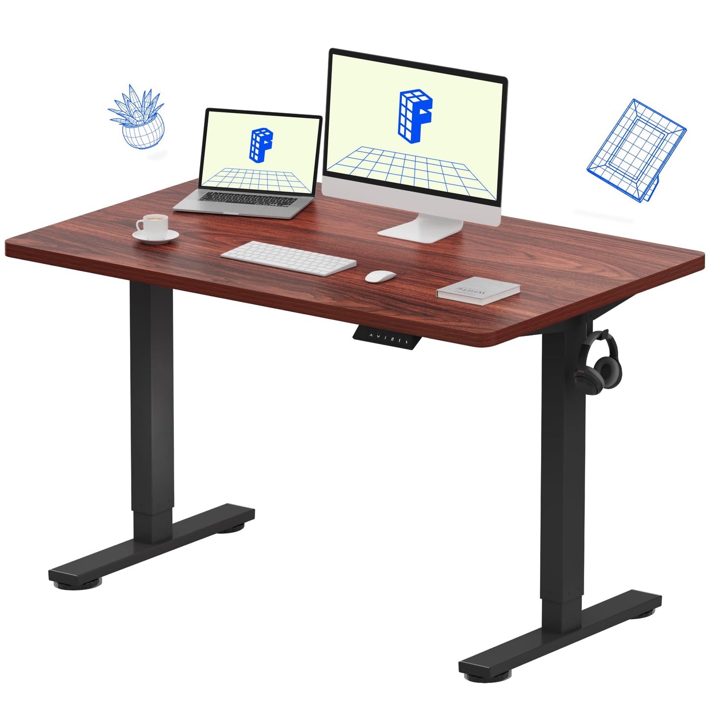 Electric Standing Desk Adjustable Height One Piece Desktop 4 Memory Presets Stable Home Office Desk