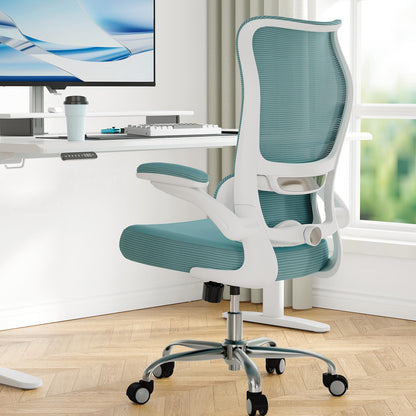 High Back Ergonomic Office Chair Mesh Back Lumbar Support PU Seat Gaming Style