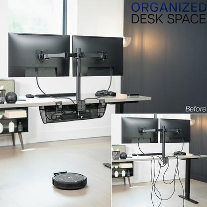 Under Desk Cable Management Mesh Clamp-On Wire Organizer Workstation Cable Net Storage Rack