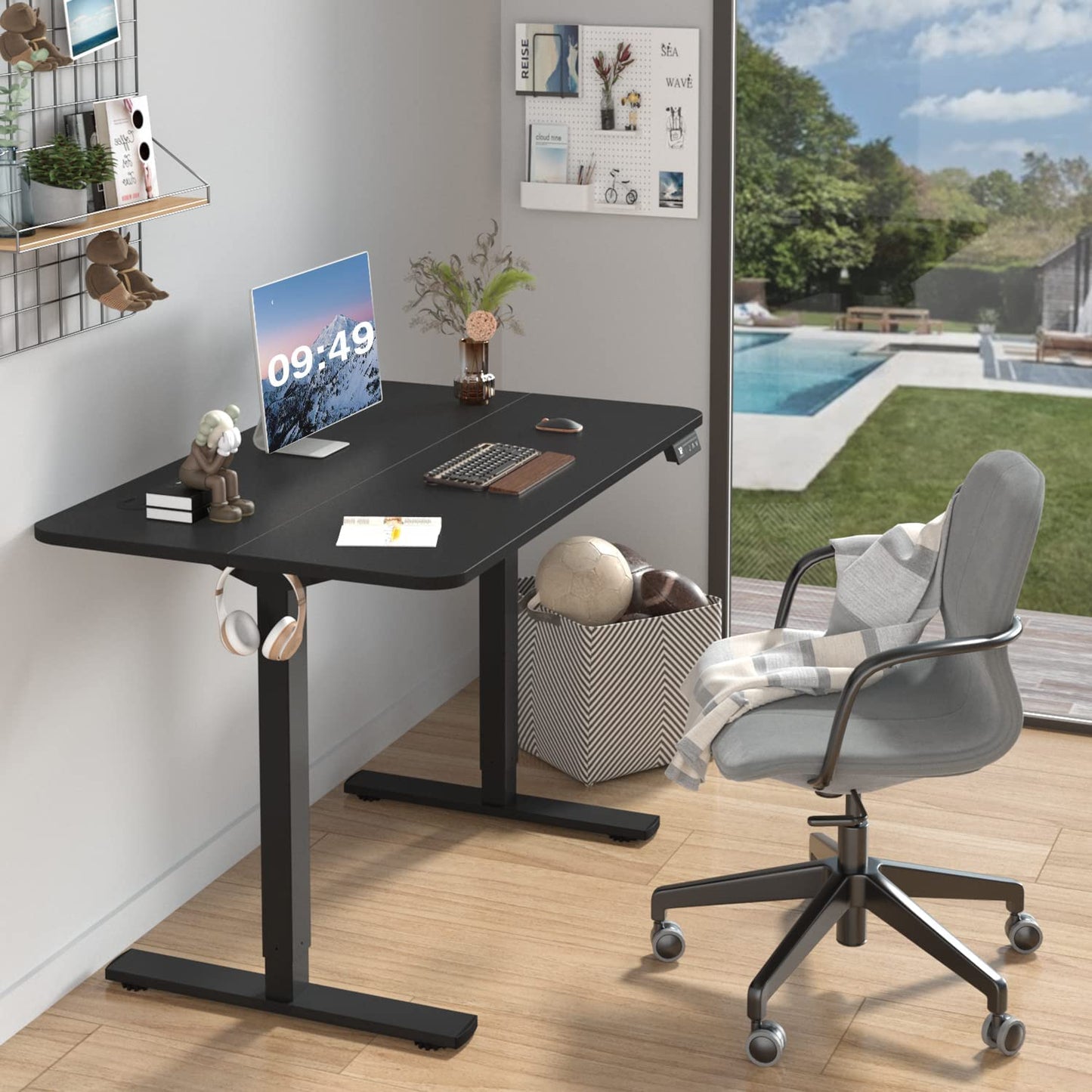 Electric Height Adjustable Standing Desk Memory Preset Sit Stand Desk Home Office T-Shaped Metal Frame