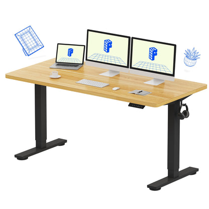 Electric Standing Desk Adjustable Height One Piece Desktop 4 Memory Presets Stable Home Office Desk
