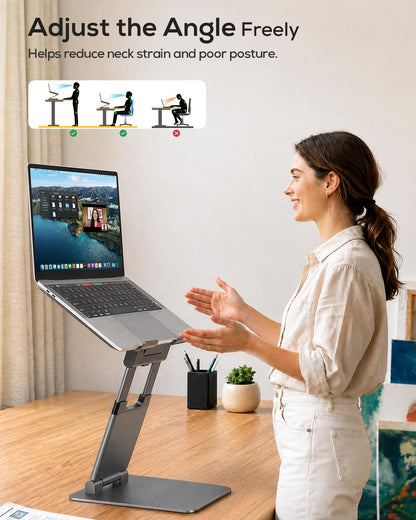 Adjustable Height Laptop Stand Ergonomic Riser Portable Desk Holder for 10–17 Inch Laptops