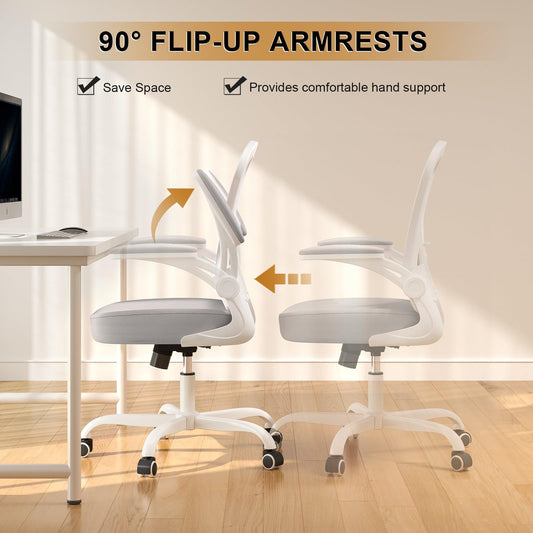 High Back Mesh Office Chair 330LBS Flip-Up Arms Lumbar Support