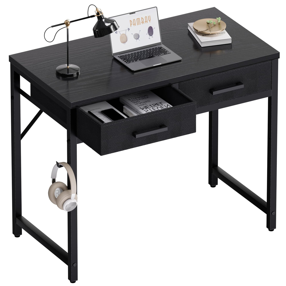 Small Computer Desk with Drawers Home Office Study Writing Table Compact Bedroom Desk