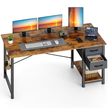 Sweetcrispy 40/47 Inch Computer Desk with Drawers for Home Office