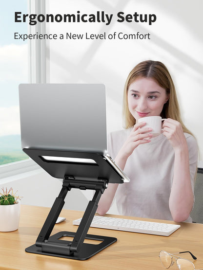 Adjustable Laptop Stand Telescopic Rotating Ergonomic Height Riser Foldable Desk Holder