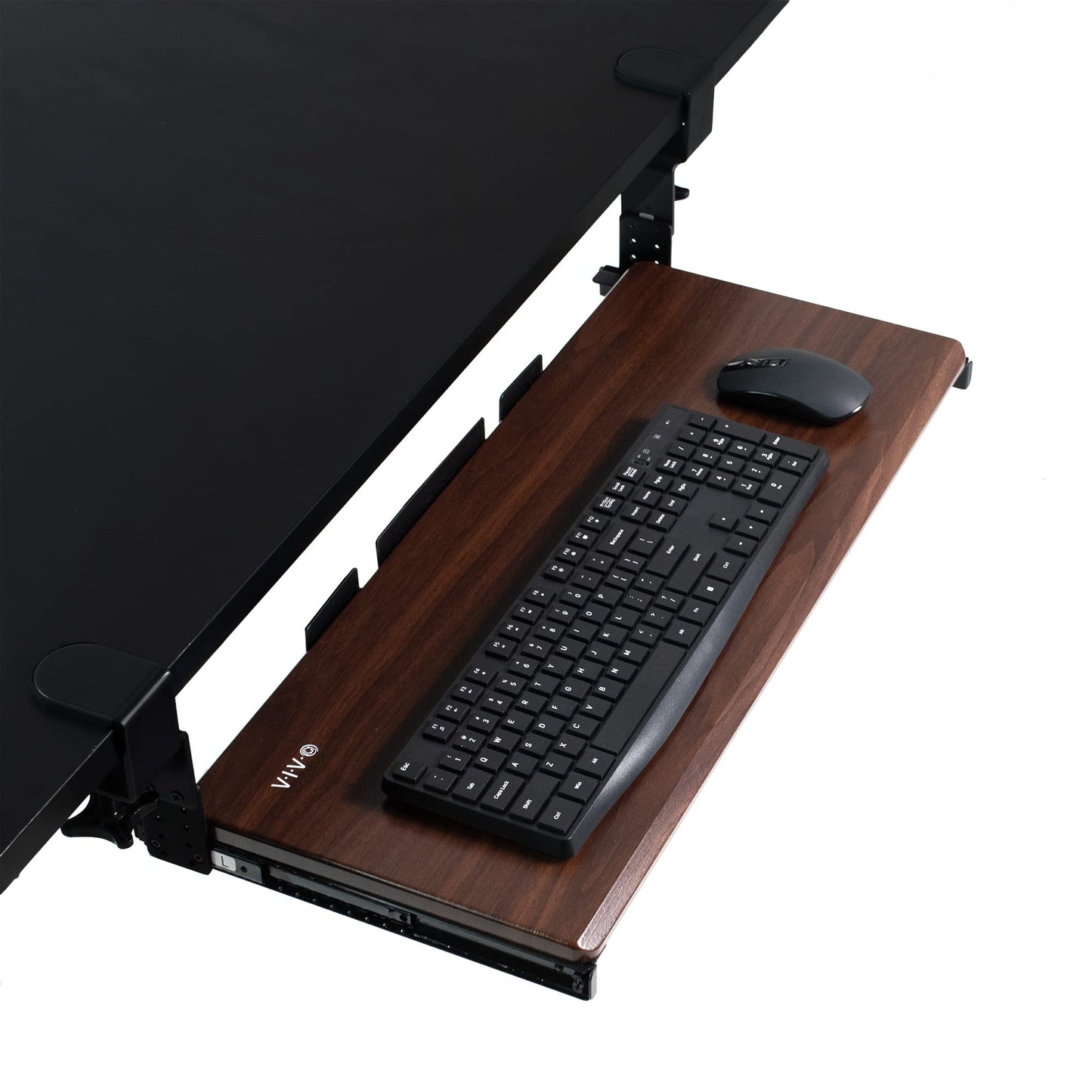 Large Under Desk Adjustable Keyboard Tray C-Clamp Slide Out Ergonomic Platform 27x11 Inch Mouse Typing Drawer Workstation