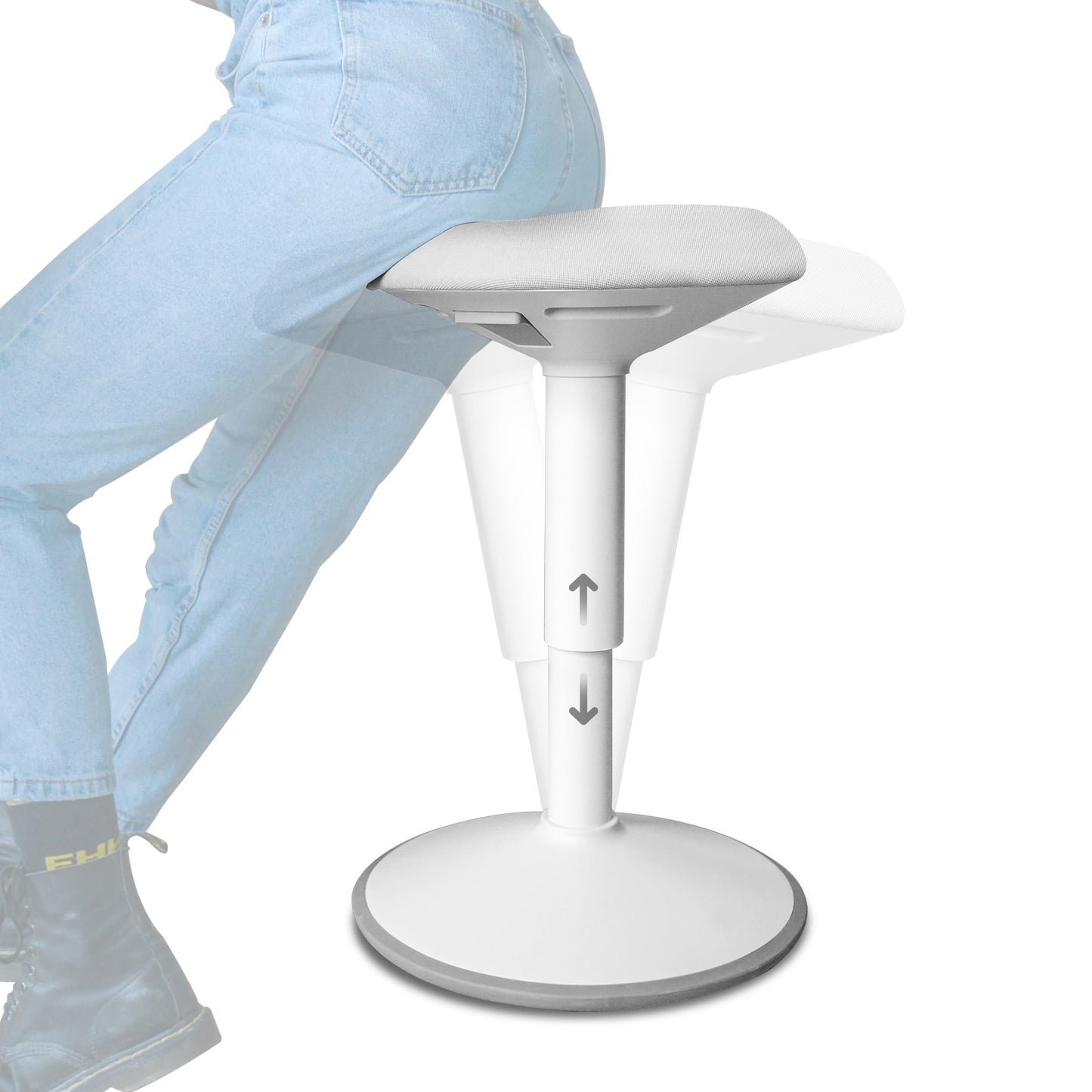 Ergonomic Standing Desk Stool Adjustable Height Swivel Wobble Chair Anti-Slip Rocking Motion Office Classroom Stool
