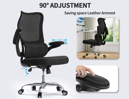 High Back Ergonomic Office Chair Mesh Back Lumbar Support PU Seat Gaming Style