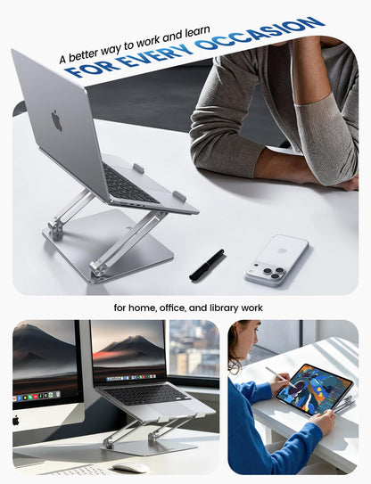 Adjustable Aluminum Laptop Stand Foldable Portable Ergonomic Notebook Riser Desk Holder